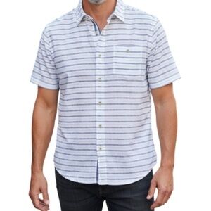 WEATHERPROOF NWT Washable Linen Blue Stripe Button Down Shirt Preppy Size S